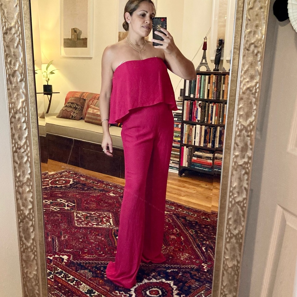 Amanda Uprichard topanga jumpsuit,cherry, size S.